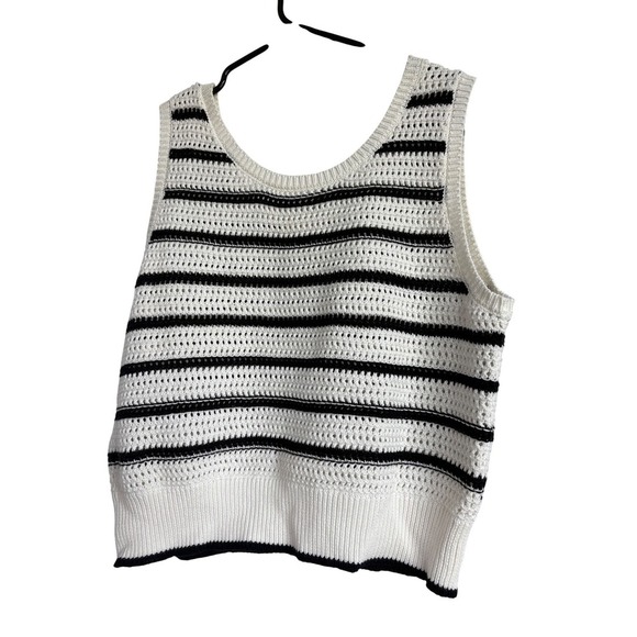 Skies Are Blue Striped Crochet‎ Knit Sleeveless Tank Top - Size M - Picture 4 of 4